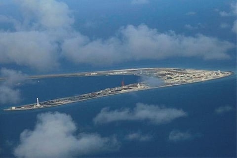 File pic: Reuters; An aerial view of China occupied Subi Reef in South China Sea